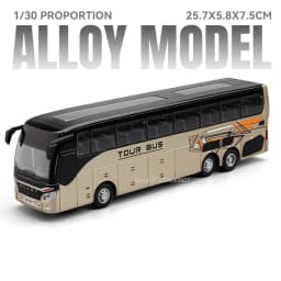 1:30 Model Toy Business Long-distance Single Double Decker Buses Alloy Diecast Sound Light Doors Opened Pull Back for Kids Gifts