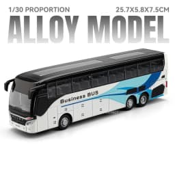 1:30 Model Toy Business Long-distance Single Double Decker Buses Alloy Diecast Sound Light Doors Opened Pull Back for Kids Gifts