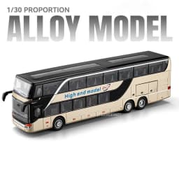 1:30 Model Toy Business Long-distance Single Double Decker Buses Alloy Diecast Sound Light Doors Opened Pull Back for Kids Gifts
