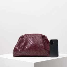 Vintage Artificial Leather Woven Pattern Clutch Bag,Burgundy Bag,Prom Dresses for Women,Large Capacity Women Purse