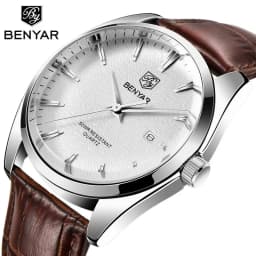 Benyar 5163 Top Brand Luxury Military Wristwatches Leather Quartz Watches Waterproof Simple Watch for Men Reloj Hombre