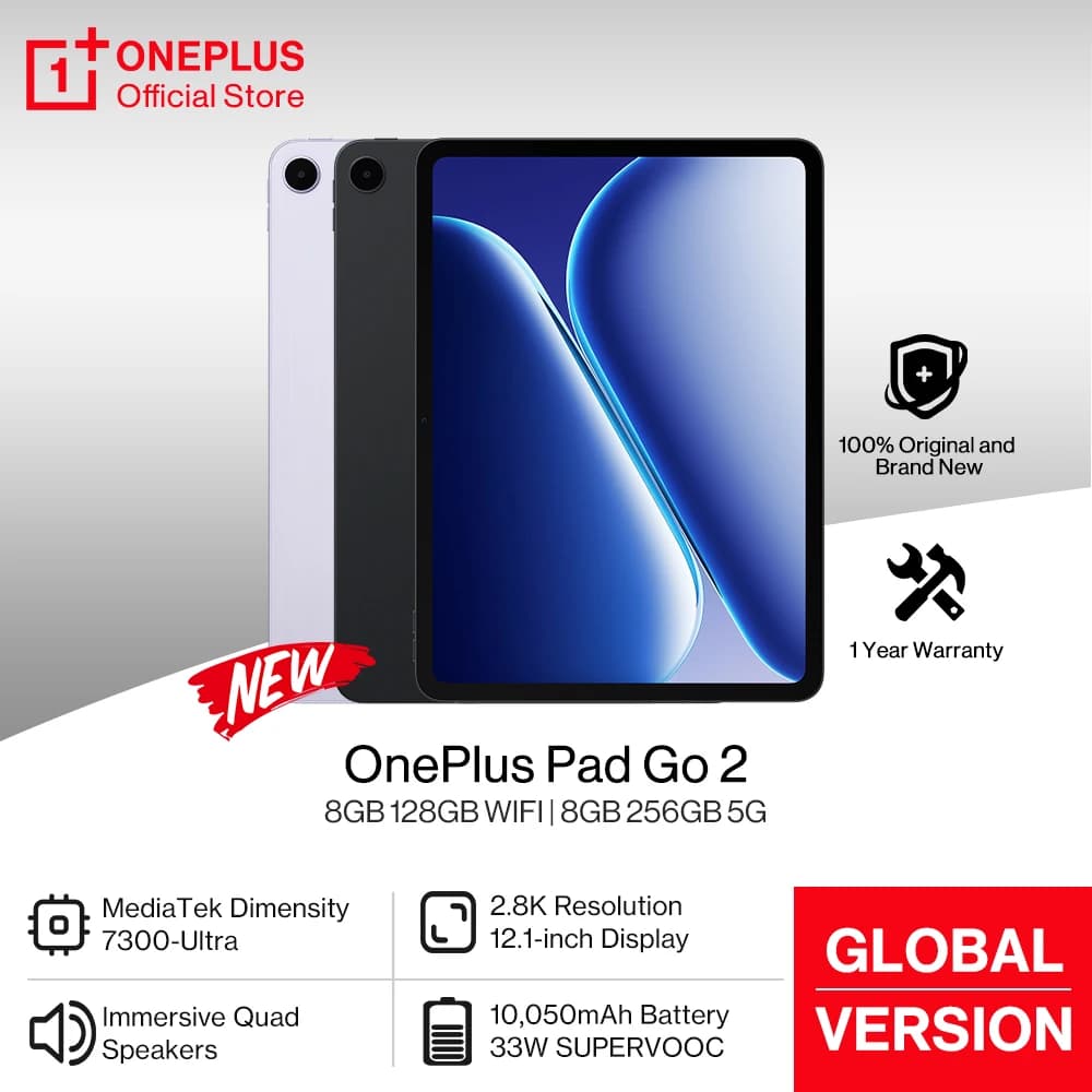 World Premiere OnePlus Pad Go 2 Global Version Tablet 12.1" 2.8K 120Hz Display 10050mAh Battery MediaTek Dimensity 7300-Ultra