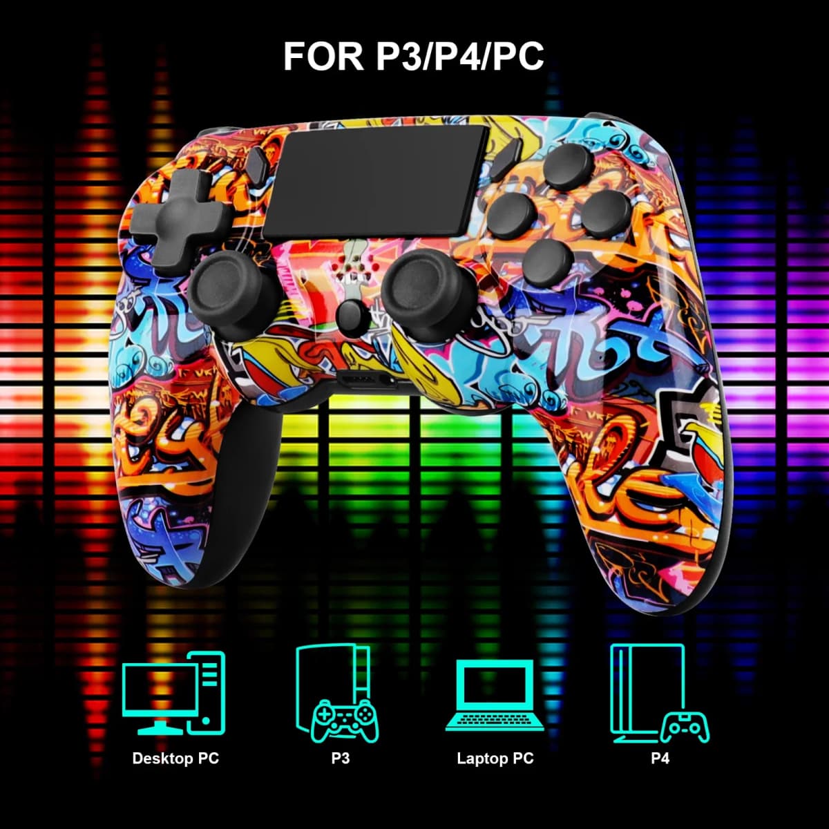 GAMINJA P47 Wireless Bluetooth Controller Gamepad With 6-axis Gyroscope PC Joystick Touchpad Dual Vibration For PS4 PC Wins 7 8