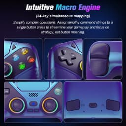 Gamepad RGB For Playstation 5/PS5 Pro/Slim/PC Wireless PS5 Controller Dual Vibration Macro/Turbo Function 3D Game Joystick