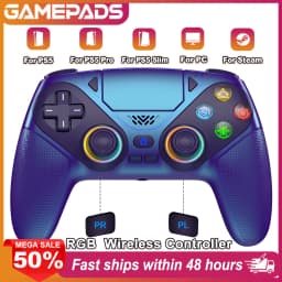 Gamepad RGB For Playstation 5/PS5 Pro/Slim/PC Wireless PS5 Controller Dual Vibration Macro/Turbo Function 3D Game Joystick
