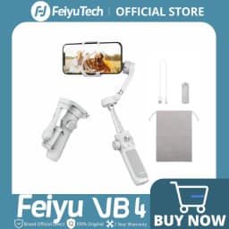 FeiyuTech VB4 3-Axis Gimbal Stabilizer for iPhone & Android, Built-in Selfie Stick, Foldable Design for Vlogging, Face Tracking