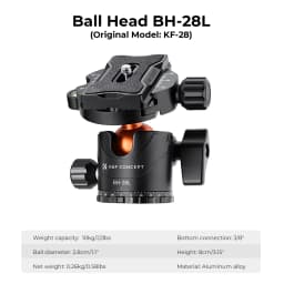K&F CONCEPT 90 inch /2.3m Camera Aluminum Alloy Tripods Reversible Transverse Center Column Tripod Travel T254A7+BH-28L Monopod