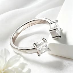 Smyoue 1CTTW 4.5mm Princess Cut Certified Moissanite Rings for Women Adjustable 100% 925 Sterling Silver Wedding Party Band Gift