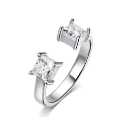 Smyoue 1CTTW 4.5mm Princess Cut Certified Moissanite Rings for Women Adjustable 100% 925 Sterling Silver Wedding Party Band Gift