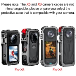 Aluminum Protective Case For Insta360 X6 X5 Camera Frame Rabbit Cage Silicone Lens Cover Cold Shoe For Insta 360 X6 X5 Accessory