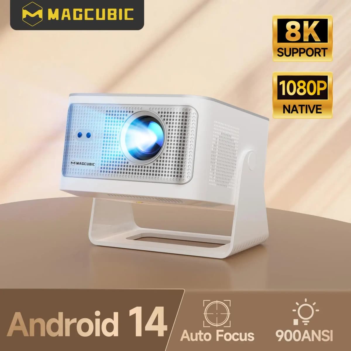 Magcubic Auto Focus Android14 900ANSI 4K Projector 8K Native 1080P HY350Max With Wifi6 BT5.4 16G Allwinner H726 Portable Outdoor