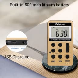 Retekess V112 Radio Mini Pocket Radio Receiver Portable Radios AM FM Rechargeble Sleep Time Earphone For Walkman Go Hiking