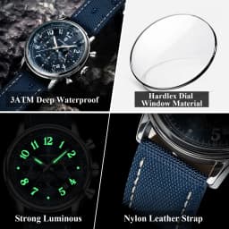 POEDAGAR Luxury Sports Military Men Watch Waterproof Luminous Chronograph Nylon Leather Date Man Wristwatch Quartz Men's Watches