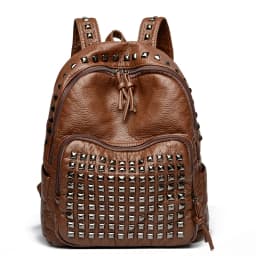2025 New Super Cool Rivets Soft PU Fashion Backpacks Solid Zipper Large Capacity High Quality Designer Style Backpacks for Women
