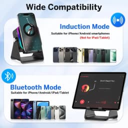 (upgrade)5 In 1 Auto-induction Wireless Induction Speaker 8 RGB Light Phone Stand Surround Sound Portable Bluetooth Phone Holder