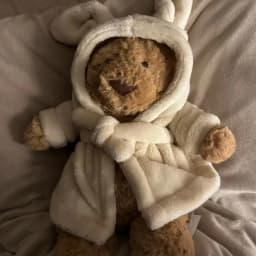 Cute Bunny Hood Bathrobe Teddy Bear Plush Doll Soft Stuffed Animal Sofa Decor Birthday Valentine Gift Cuddle Companion Toy