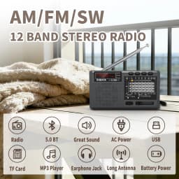 XHDATA D-368/D-328 Portable Stereo Radio FM AM SW MP3 Player with Bluetooth TF Card USB Rechargeable Battery for Elder Gift