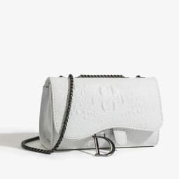 Fashion Ladies Croc Pattern Sequined Chain Crossbody Bag D‑Buckle Shoulder Messenger Handbag Women Evening Party Purse