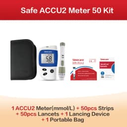 Sannuo Sinocare Safe ACCU2 Blood Glucose Meter Blood Sugar Test Kit Diabetes Home Glucometer with 50pcs Strips or Only Strips