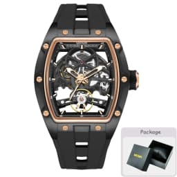 MEGIR Fashion Leisure Alloy Case Men Mechanical Watch Silicone Band Barrel Shaped Dial Luminous Pointer Design Man Wristwatch