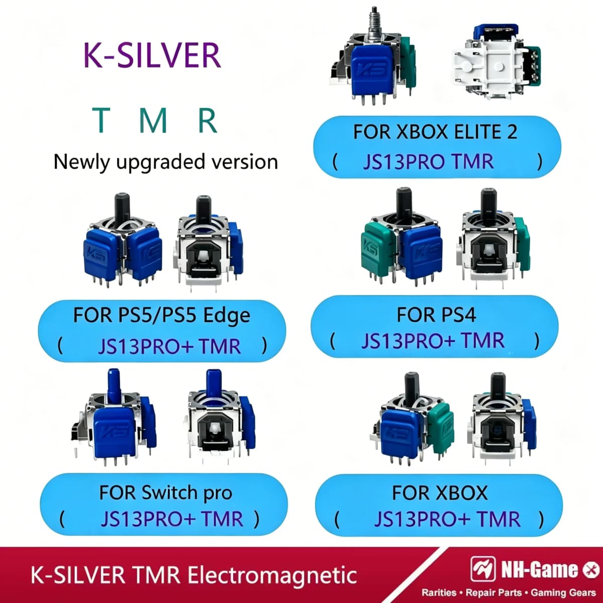 10/20PCS K-SILVER JS13 Pro+ TMR Electromagnetic Joystick For PS5 Gamepad 3D Analog Replacement Thumb Stick For XBOX Controller