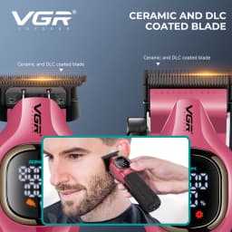 VGR high-end hair trimmer two-piece set metal body 9000 RPM hair clipper alloy blade head oil head carving push shear V-886 S2