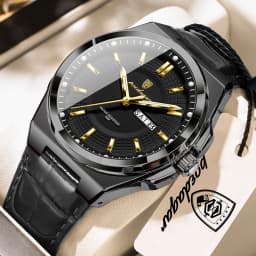 POEDAGAR Top Fashion Male Wristwatch Waterproof Luminous Date Week Men Watch Business Leather Quartz Men's Watches Reloj Hombre