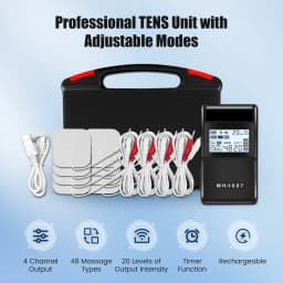Digital TENS Unit Machine 4-Channel Tens Electrostimulator Rechargeable Body Muscle Stimulator with 20 Intensity for Pain Relief