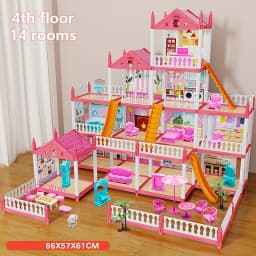 Popular Toy 3d Assembly Diy Mini Toy House Accessories Villa Princess Castle Led Lights Girl Birthday Gift Assembly Toy House