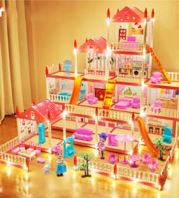Popular Toy 3d Assembly Diy Mini Toy House Accessories Villa Princess Castle Led Lights Girl Birthday Gift Assembly Toy House