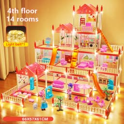 Popular Toy 3d Assembly Diy Mini Toy House Accessories Villa Princess Castle Led Lights Girl Birthday Gift Assembly Toy House