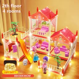 Popular Toy 3d Assembly Diy Mini Toy House Accessories Villa Princess Castle Led Lights Girl Birthday Gift Assembly Toy House