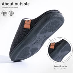 Winter men's slippers memory cotton shoe pad TPR large sole flat bottom anti slip warm and comfortable indoor knitted shoes