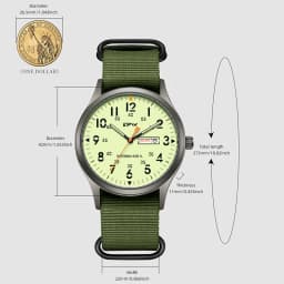 2026 TPW Field Watch Easy Reading Fabric Strap 24 Hours Display Quartz Movement