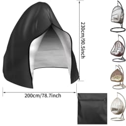Patio Hanging Egg Chair Cover Waterproof 210D Heavy Duty Windproof Single/Double Swing Seat Chair Slipcover Garden Dust Protect