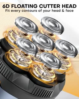 Upgraded Head Shaver for Bald Men, Cordless Electric Razor, 6 Dual Track Rotary Blades, Waterproof Wet/Dry, Men's Rotary Shaver
