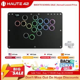 Haute42 T16 Black Stickless Hitbox Controller Leverless Arcade Fightstick For PC/PS4/PS5/Switch Fighting Game Hitbox Leverless