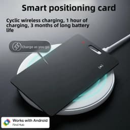 Android Smart Tracker Card Waterproof– Rechargeable Air Tag for Google Find My Device (Not for IOS/Huawei), Wireless Charging