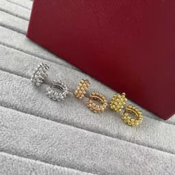 925 Silver Gold-Plated Women's Willow Nail Earrings Fashionable Classic Luxurious Exquisite Jewelry for Ladies