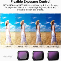 NEEWER ND & CPL Filter Set ND16 + ND64 + ND256 + Circular Polarizing Action Camera Lens Filter Accessories for DJI Osmo Pocket 3