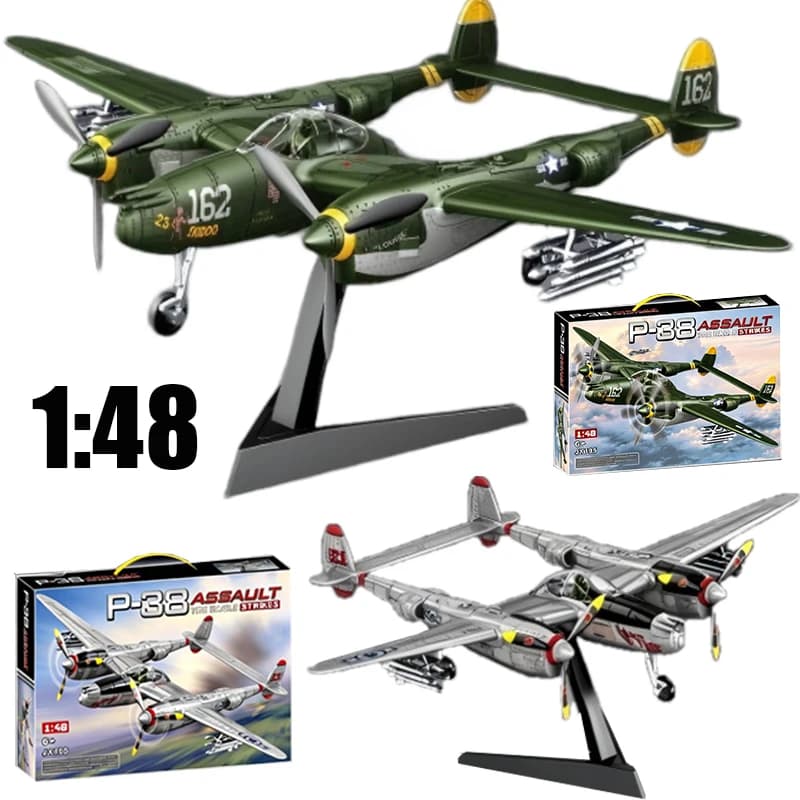 1:48 Military Airplane Assembly Model Lockheed P-38J Lightning Scale Model Kit Decorative Supplies Holiday Gifts