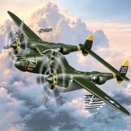 1:48 Military Airplane Assembly Model Lockheed P-38J Lightning Scale Model Kit Decorative Supplies Holiday Gifts