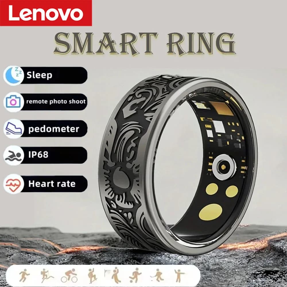 Lenovo Smart Ring Men Women Multi-sport Mode Tracker Heart Rate Blood Pressure Blood Oxygen Sleep Monitoring for Android IOS