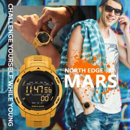NORTH EDGE Mens Digital Watch Women Sportswatch Dual Time Running Pedometer Countdown Waterproof 50m Alarm Military Clock