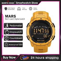 NORTH EDGE Mens Digital Watch Women Sportswatch Dual Time Running Pedometer Countdown Waterproof 50m Alarm Military Clock