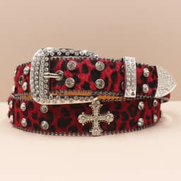 Leopard print Rhinestone Leather Belt for Men Women Large Size Belt Western Jeans Shiny Rivet Hip-hop Punk Rock Y2K Style