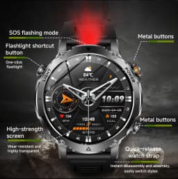 2026 New Outdoors Military 1400mAh Battery Smart Watch Men IP69K Waterproof LED Flashlight Heart Rate Sports Tracker Smartwatchs