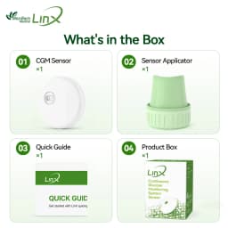 2PCS MicroTech LinX CGM 24/7 Glucose Monitoring 15-Day Real-Time Continuous Glucose Monitor No Finger Pricking
