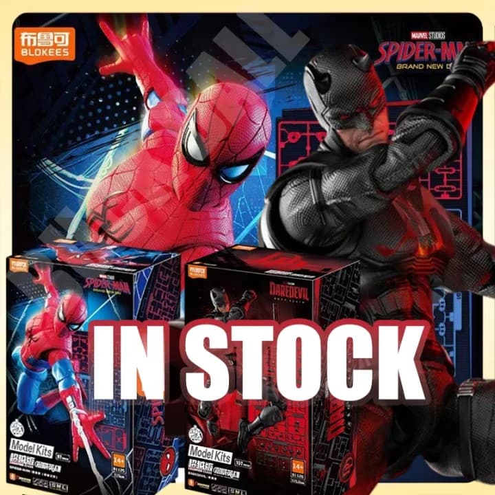 In Stock Blokees Spider Man Assembly Model Kit Brand New Day Spiderman Action Figure Peter Parker ABS Champion Class Kid Toy