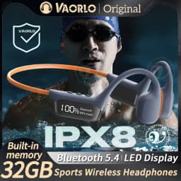 Upgrades Bluetooth 5.4 Bone Conduction Wireless Headphones 30 Meters Depth IPX8 Waterproof Swimming Headsets 32GB RAM MP3 Player